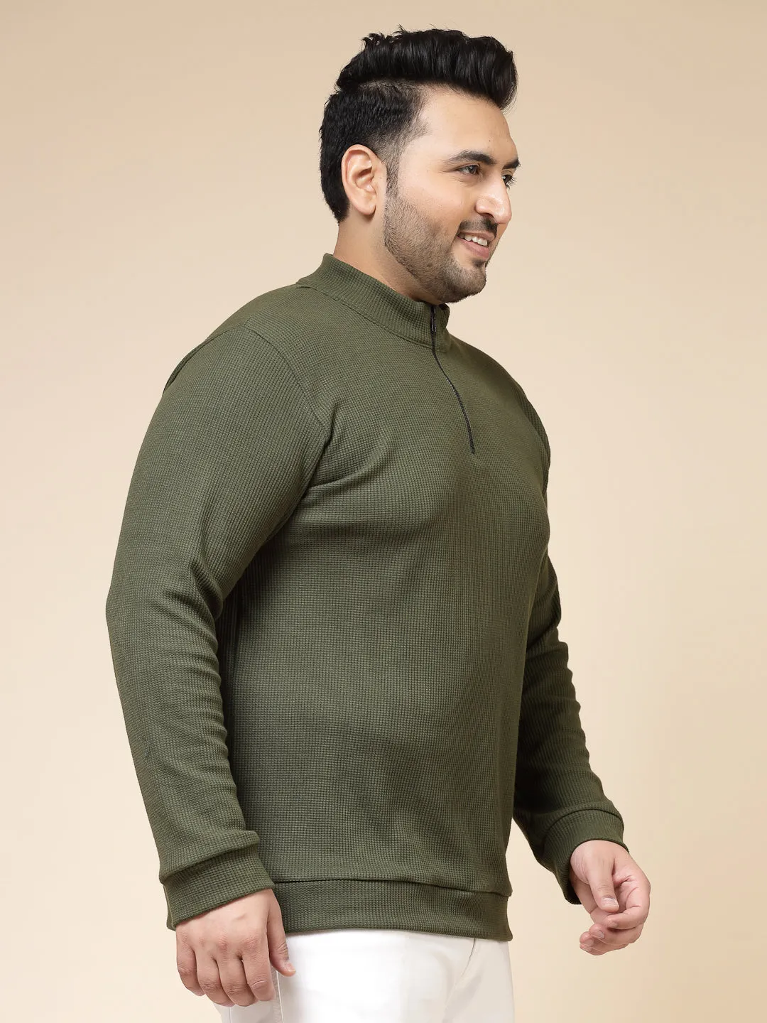 Waffle Henley Zip Tee for Men