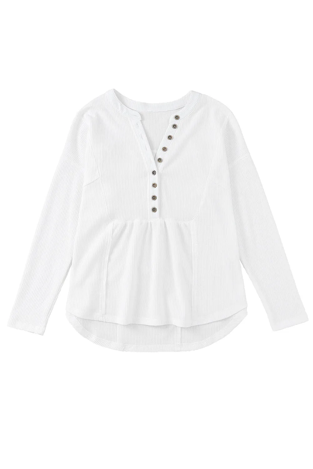 Waffle Knit Half Button Henley Top
