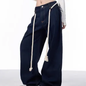 Washed Black Loose Wide Leg Jeans
