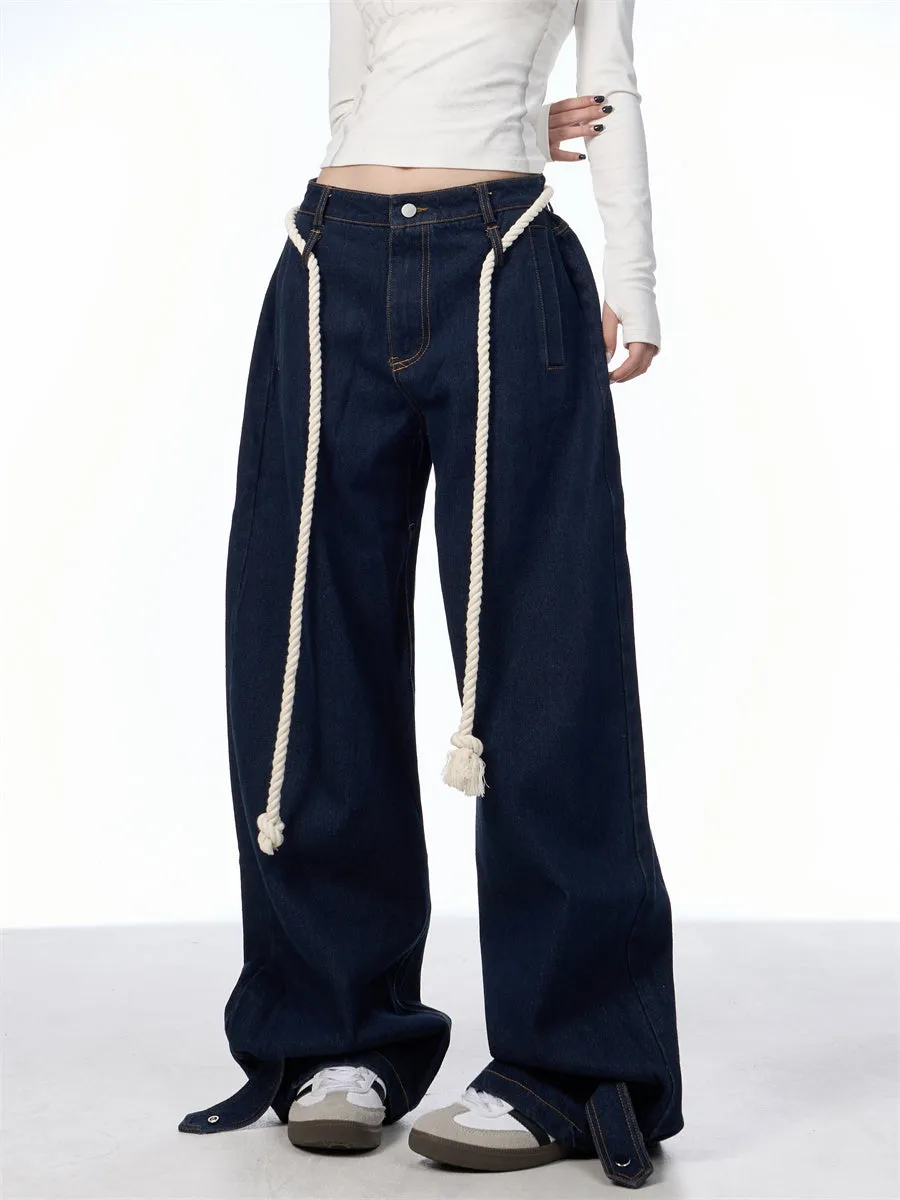 Washed Black Loose Wide Leg Jeans