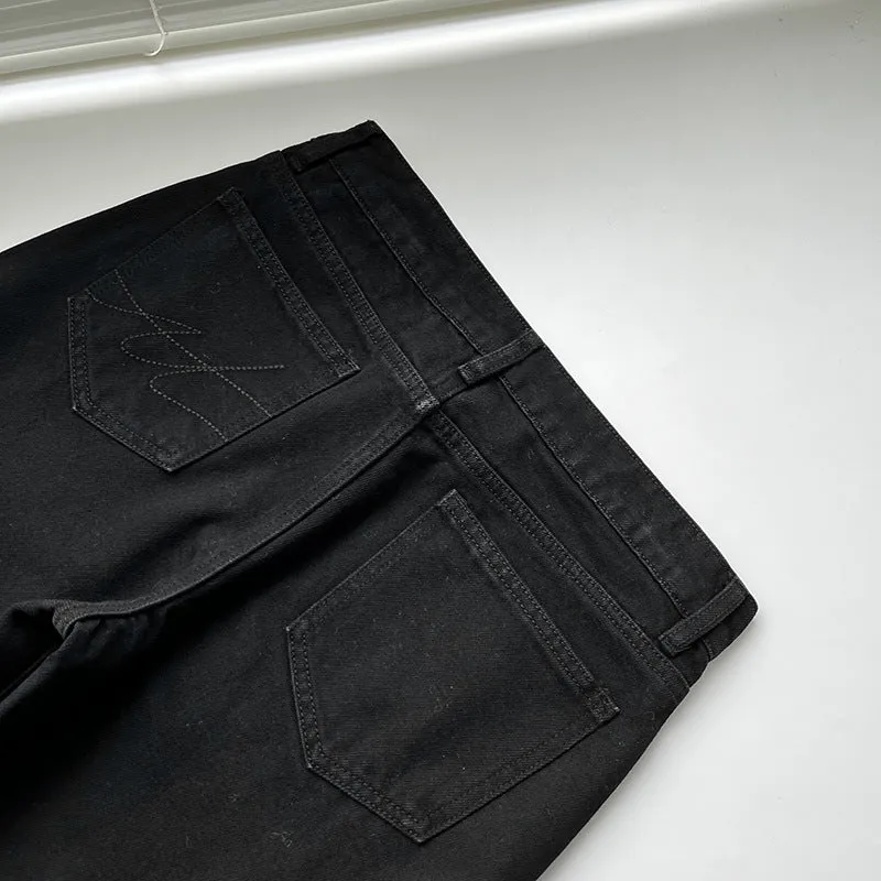 Wide leg slim mid-waist loose jeans
