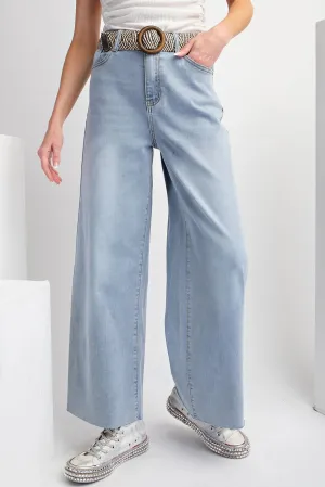 Wide Leg Stretch Denim Pant - Lt. Denim