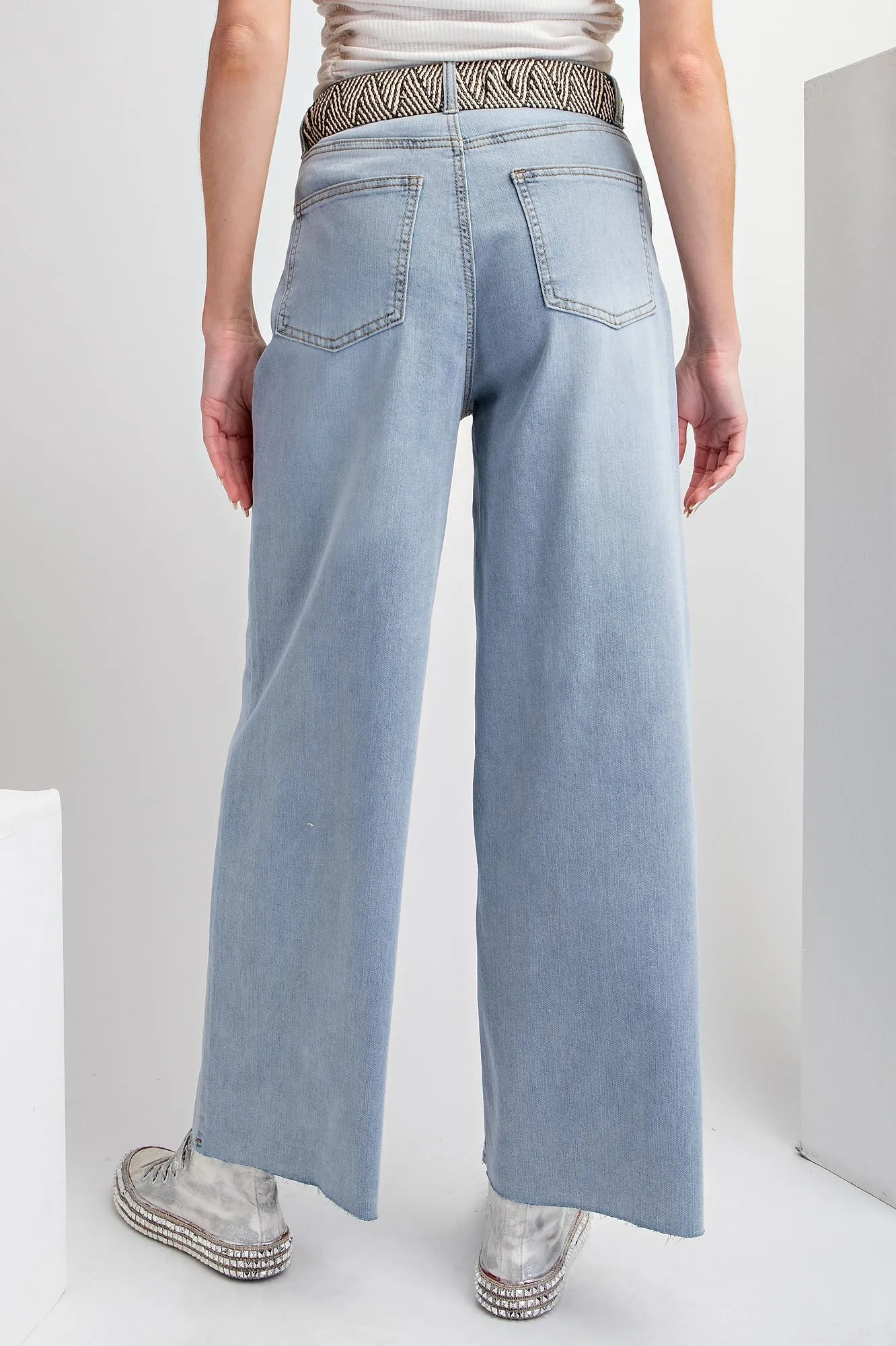 Wide Leg Stretch Denim Pant - Lt. Denim