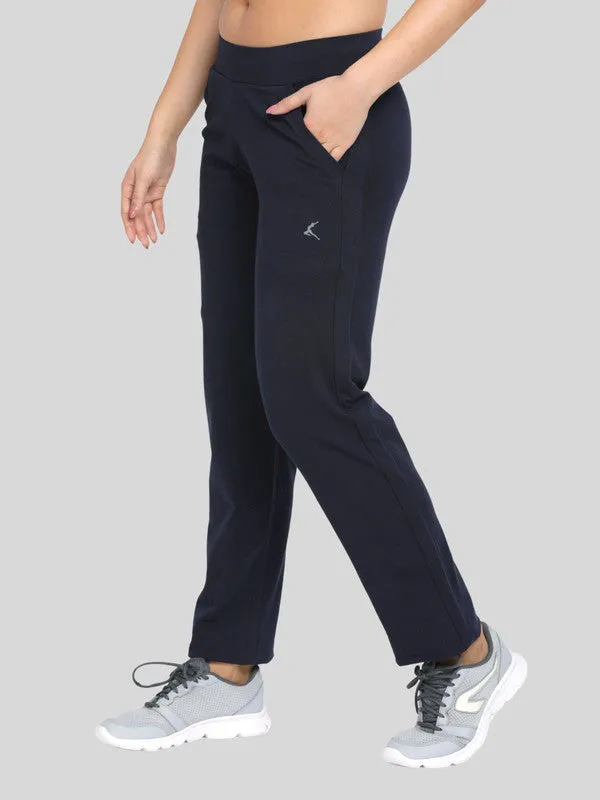 Women Navy Blue Solid Track Pant and Joggera - EASY BACK-NY
