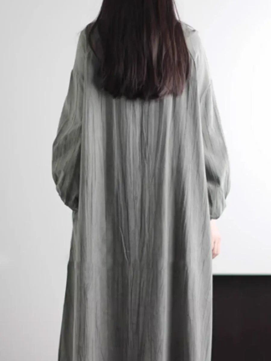 Women Summer Pure Color V-Neck Loose Dress