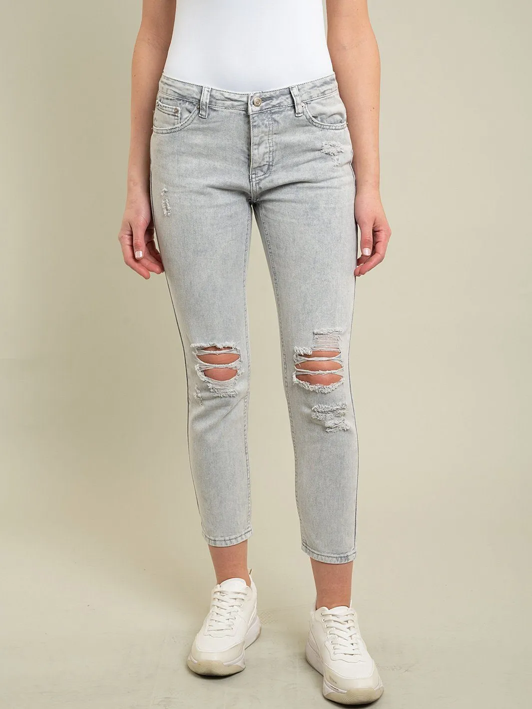 WOMEN'S GREY WASH DENIM JEANS