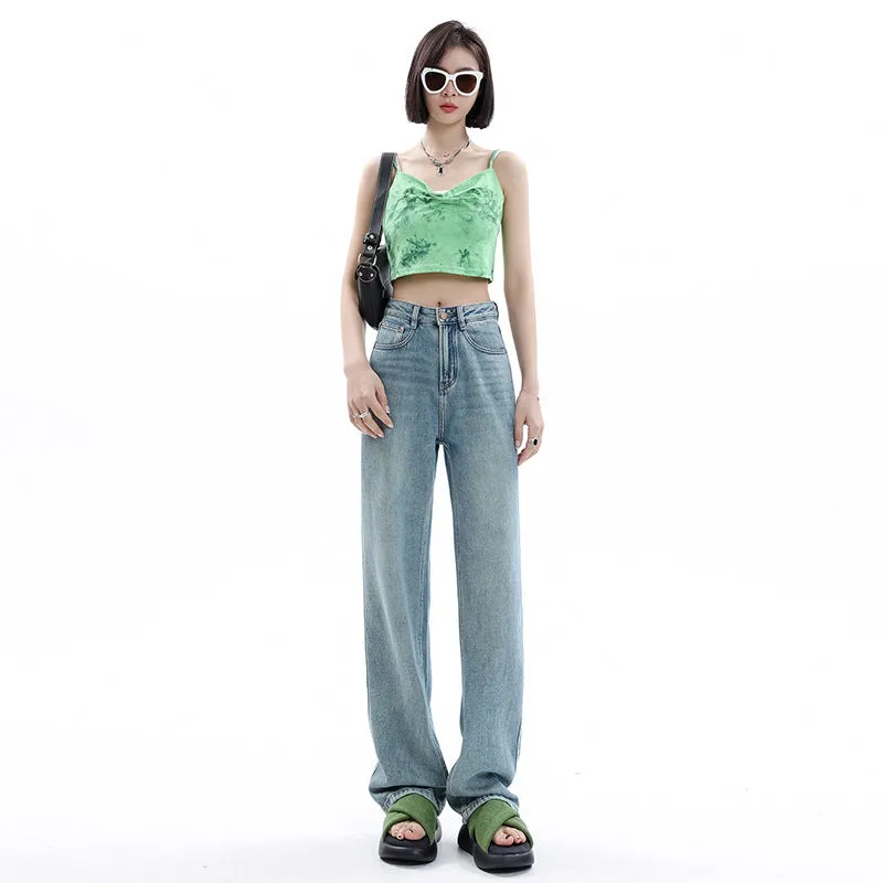 Women's Light-colored Narrow Wide-leg Jeans