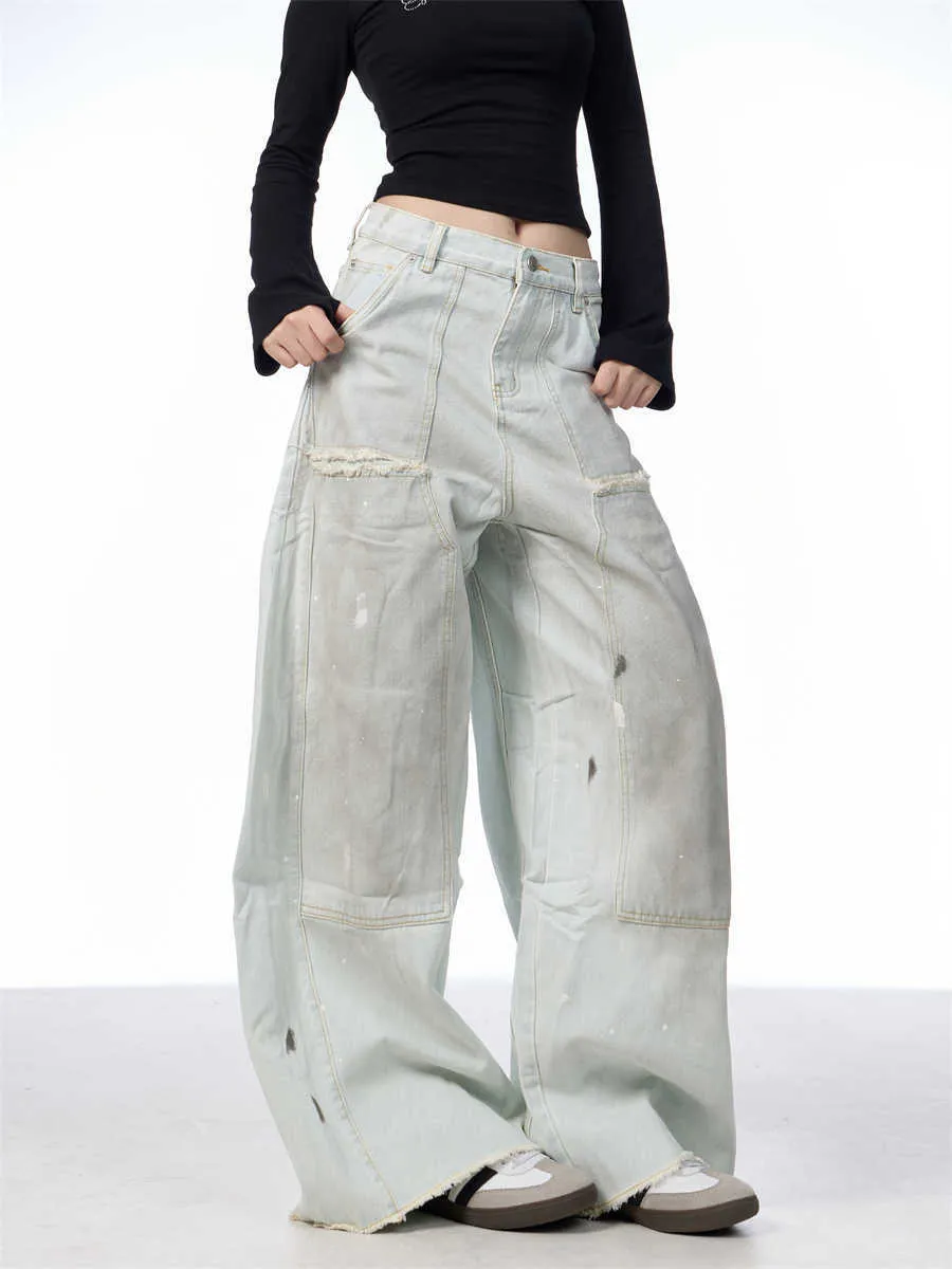 Women's loose Retro Washed Jeans