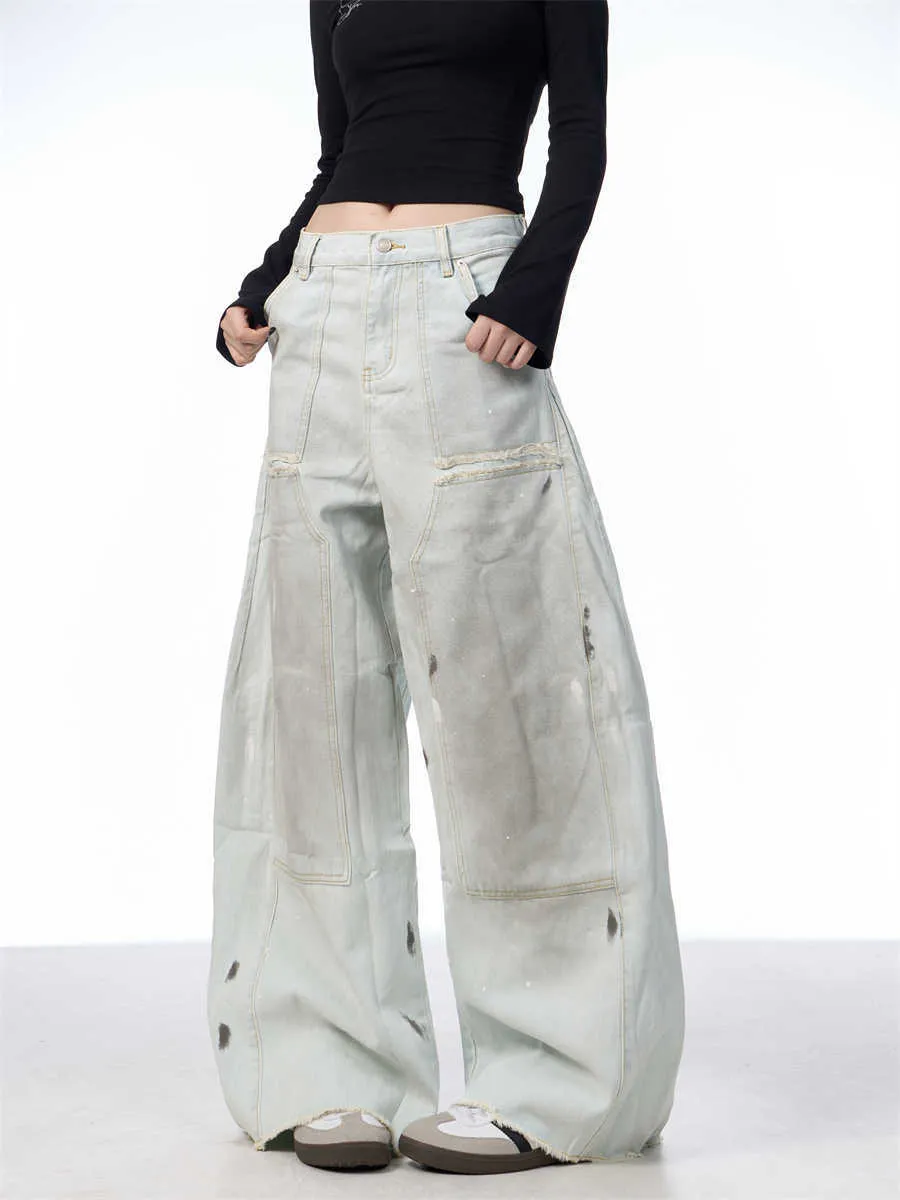Women's loose Retro Washed Jeans