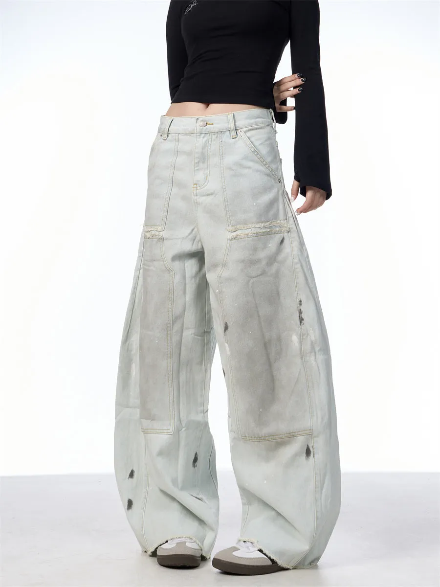 Women's loose Retro Washed Jeans