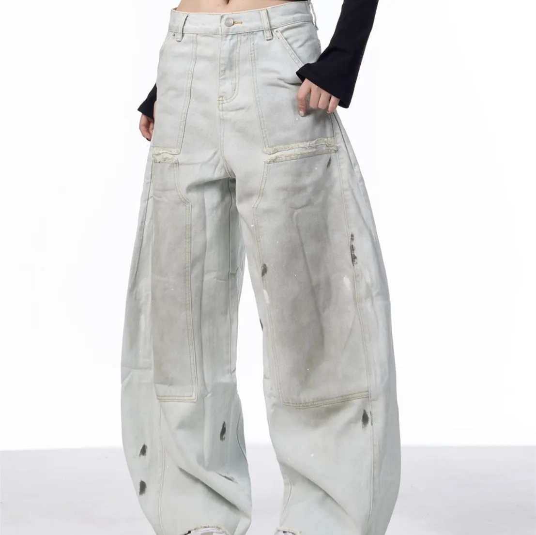 Women's loose Retro Washed Jeans