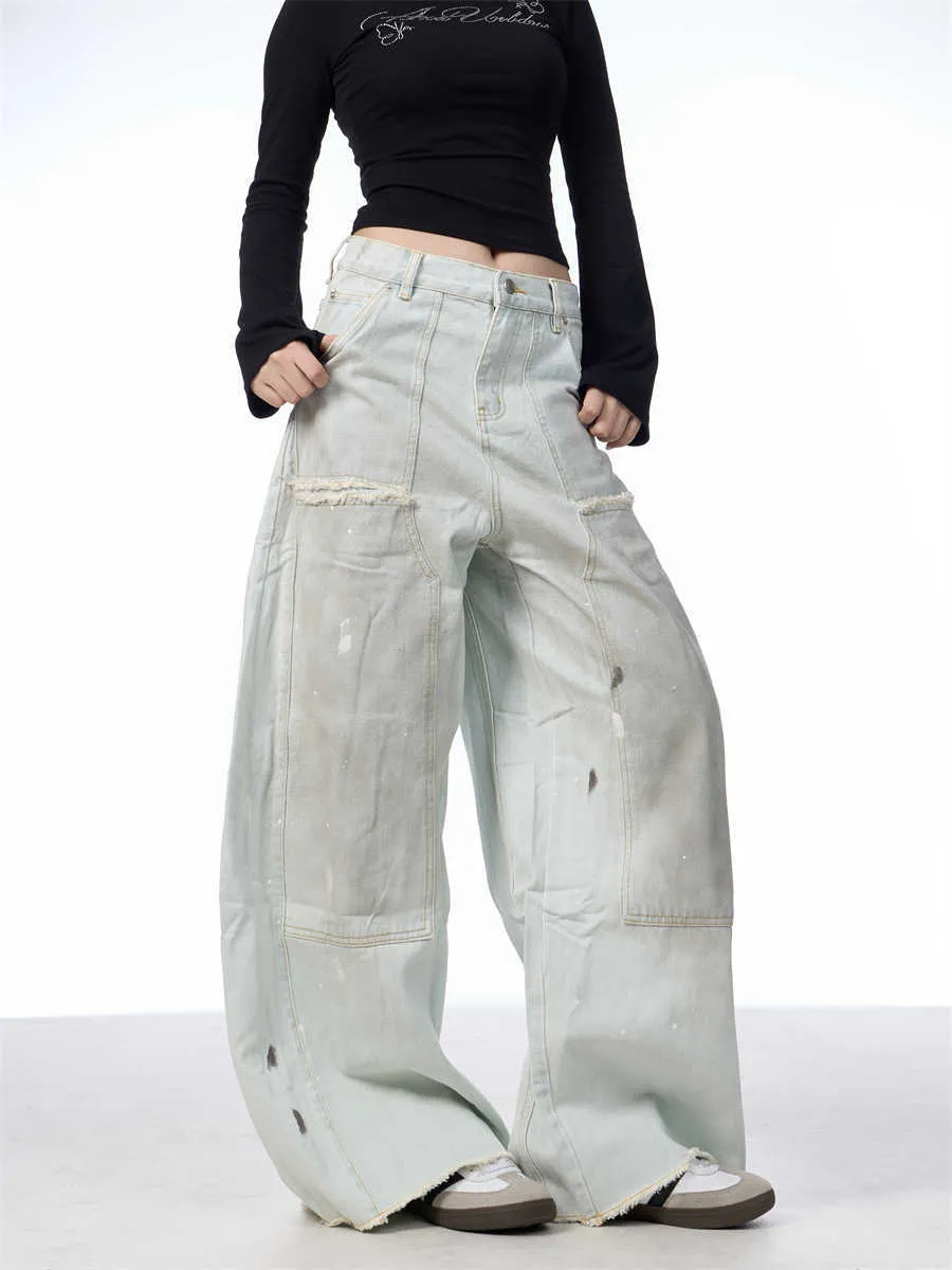 Women's loose Retro Washed Jeans