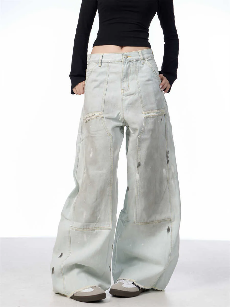 Women's loose Retro Washed Jeans