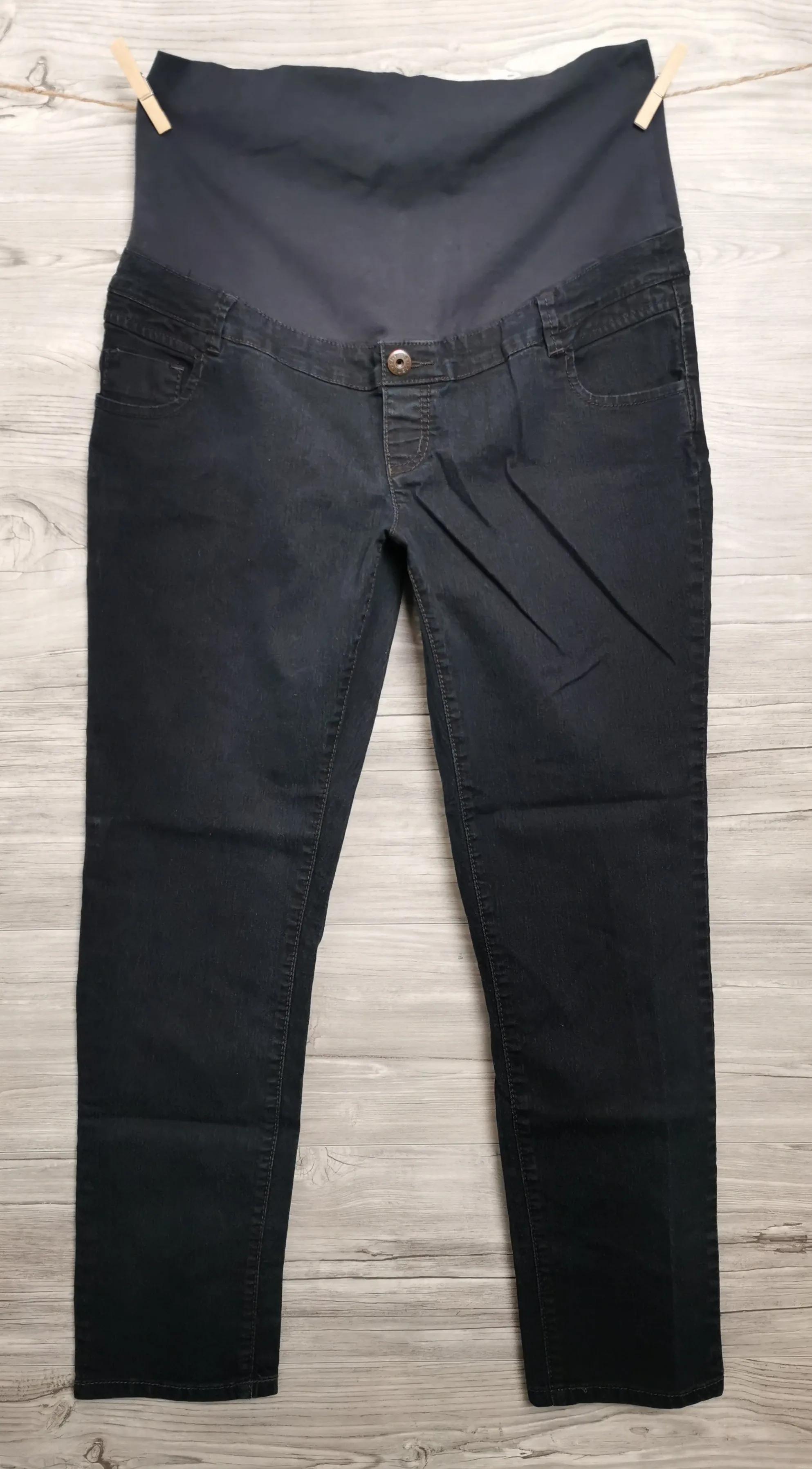 WOMENS SIZE LARGE / XL - THYME MATERNITY, Full-belly Panel, Black Jeans EUC B5