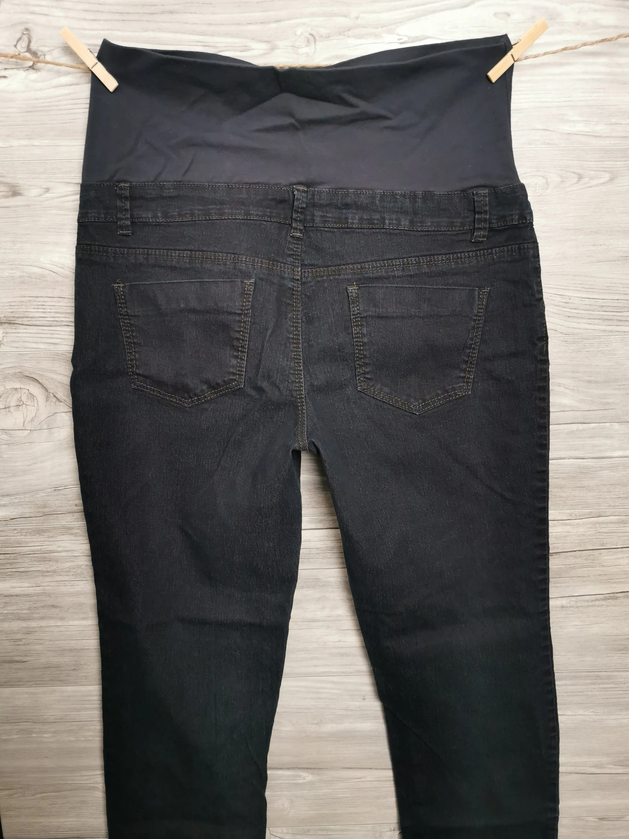 WOMENS SIZE LARGE / XL - THYME MATERNITY, Full-belly Panel, Black Jeans EUC B5