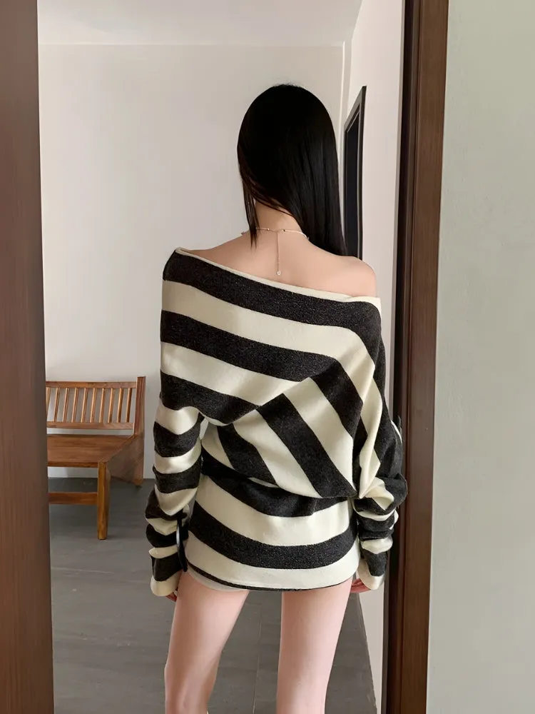 Y2K Striped One Shoulder Mini Dress