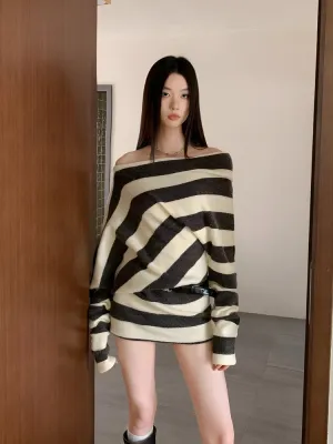 Y2K Striped One Shoulder Mini Dress