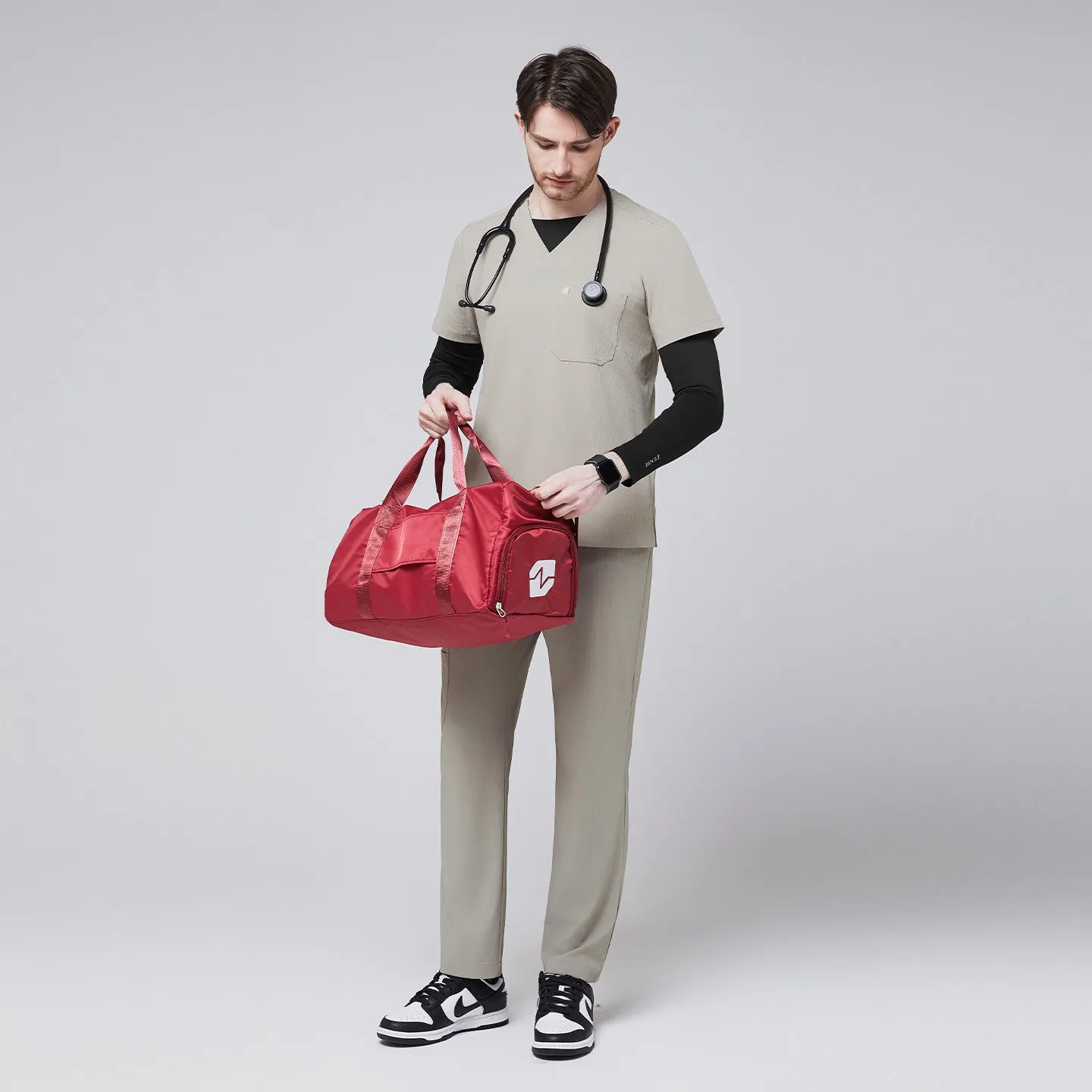 Zenir | Men's Pocket Straight Scrub Pants - Sand Khaki